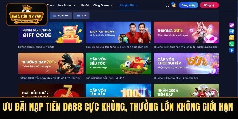 Ưu Đãi Nạp Tiền DA88 Cực Khủng